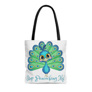 Stop Peacocking Me green white Tote Bag