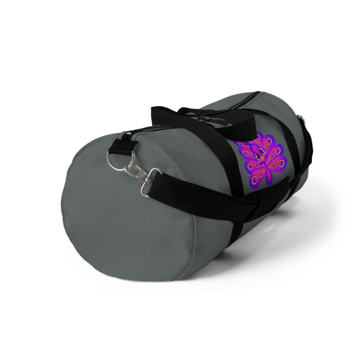 Stop peacocking me purple/grey duffel bag