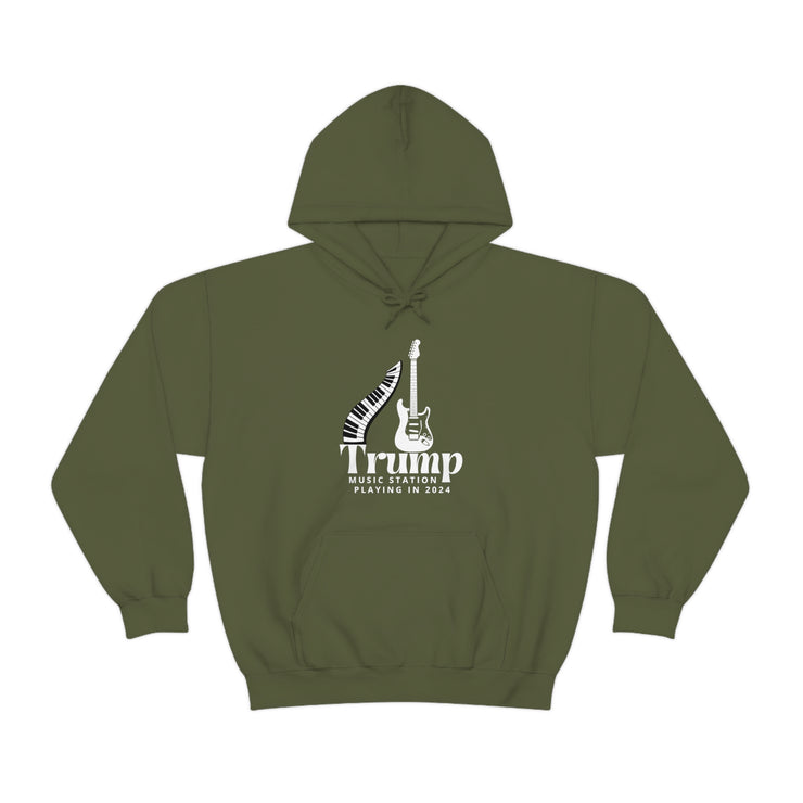 Trump Music Station Playing in 2024 Blend™ Hooded Sweatshirt