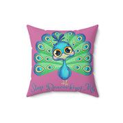 Stop Peacocking Me! Light Pink green - Spun Polyester Square Pillow