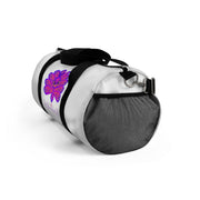 Stop peacocking me purple/white duffel bag