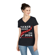 Tucker Carlson for Vice President 2024  ladies' V-Neck T-Shirt