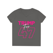 Copy of Trump for 47 hot pink ladies' V-Neck T-Shirt