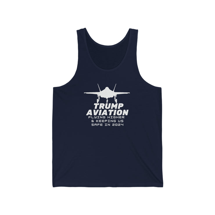 Trump Aviation Flying higher and keeping us safe in 2024 unisex Jersey Tank