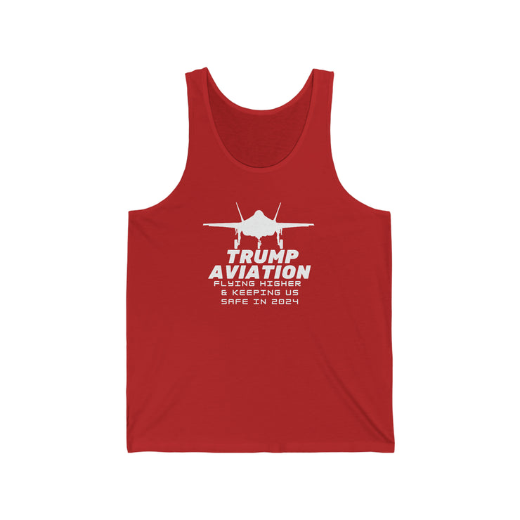 Trump Aviation Flying higher and keeping us safe in 2024 unisex Jersey Tank