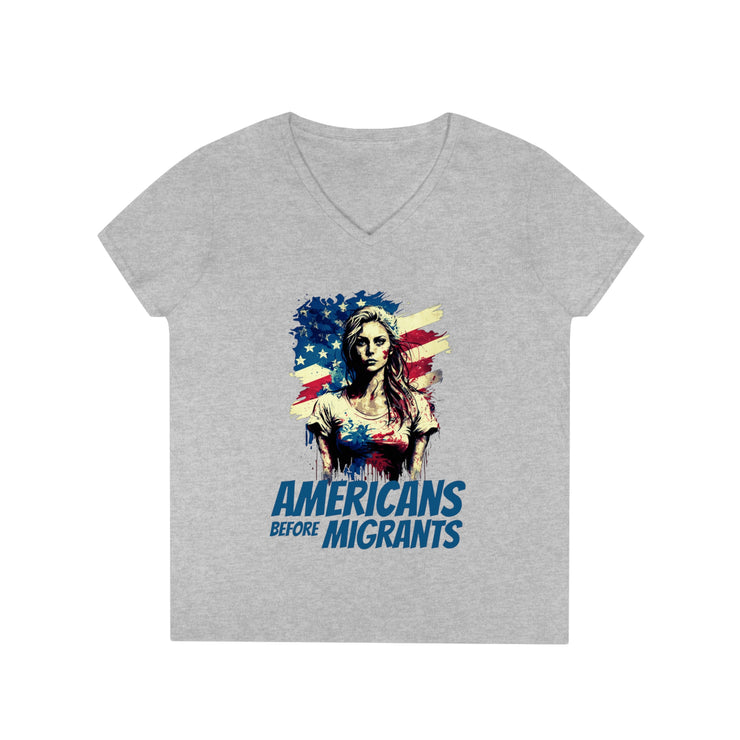 Americans before migrants V-Neck T-Shirt