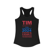 Tim Scott for President 2024 Faith & FamilyDetermination to succeed  Ideal Racerback Tank