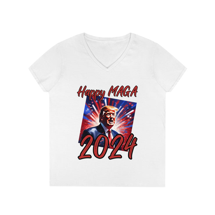 Happy MAGA 2024 Red V-neck Women&