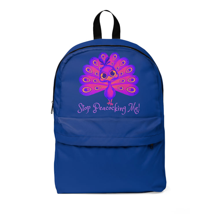 Stop Peacocking Me! purple Blue unisex Classic Backpack