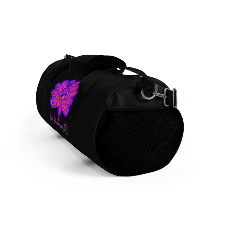 Stop peacocking me purple/black duffel bag