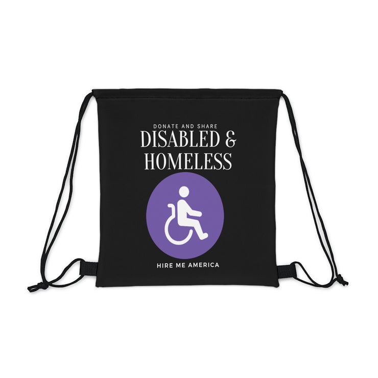 Disabled & Homeless donate and share Outdoor Drawstring Bag black