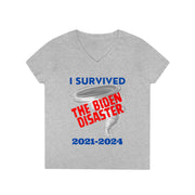 I survived the Biden Disaster 2021-2024 V-neck Women's tee