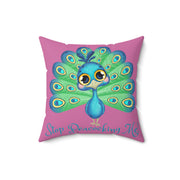 Stop Peacocking Me! Light Pink green - Spun Polyester Square Pillow