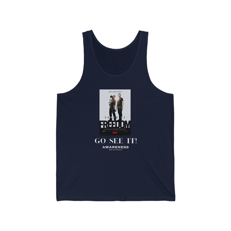 Sound of Freedom Go see it Awareness Unisex Jersey Tank dark