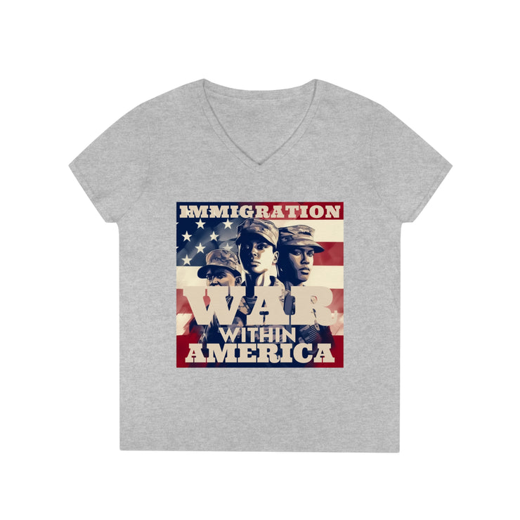 Immigration War within America V-Neck T-Shirt