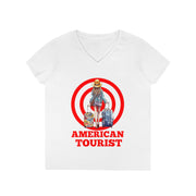 American Tourist Female worth one billion dollars ladies' V-Neck T-Shirt