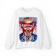 Happy MAGA 2024 flag blue Heavy Blend™ Crewneck Sweatshirt Unisex