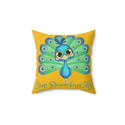 Stop Peacocking Me! Yellow green - Spun Polyester Square Pillow