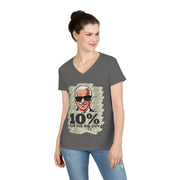 Ten Percent for the big guy ladies' V-Neck T-Shirt