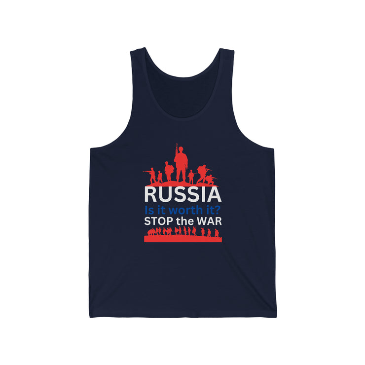 Russia is it worth it, Stop the war unisex Jersey Tank