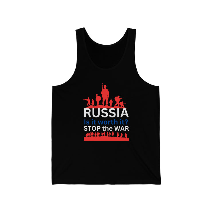 Russia is it worth it, Stop the war unisex Jersey Tank