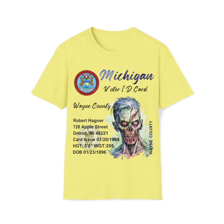 Registered Michigan Dead Voter ID Unisex Softstyle T-Shirt