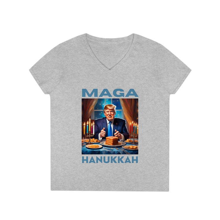 MAGA Hanukkah soft blue V-neck Women&