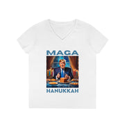 MAGA Hanukkah soft blue V-neck Women's tee