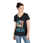 Americans before migrants V-Neck T-Shirt