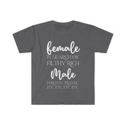 Female in search of filthy rich Male Unisex Softstyle T-Shirt