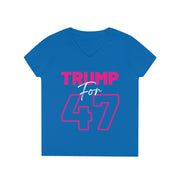 Copy of Trump for 47 hot pink ladies' V-Neck T-Shirt