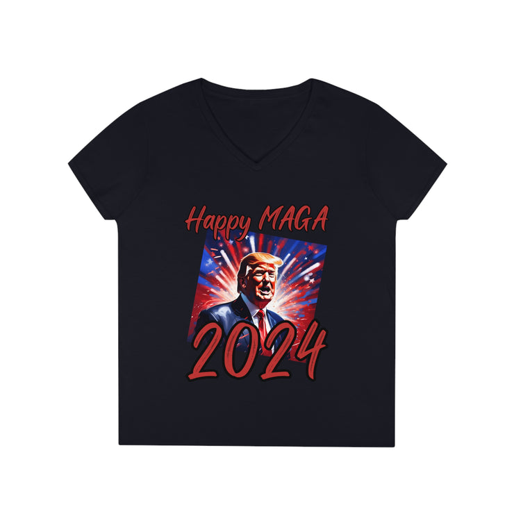 Happy MAGA 2024 Red V-neck Women&