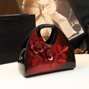 Personalized Flower Dumping Niche Handbag Versatile Patent Leather Messenger Bag