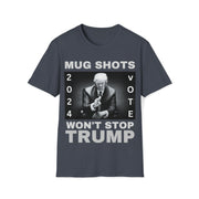 MUG SHOTS won't stop Trump Unisex Softstyle T-Shirt