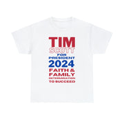 Tim Scott for President 2024   Faith & FamilyUnisex Heavy Cotton Tee