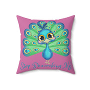 Stop Peacocking Me! Light Pink green - Spun Polyester Square Pillow