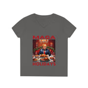 MAGA Holiday Deep Red V-neck Women's tee