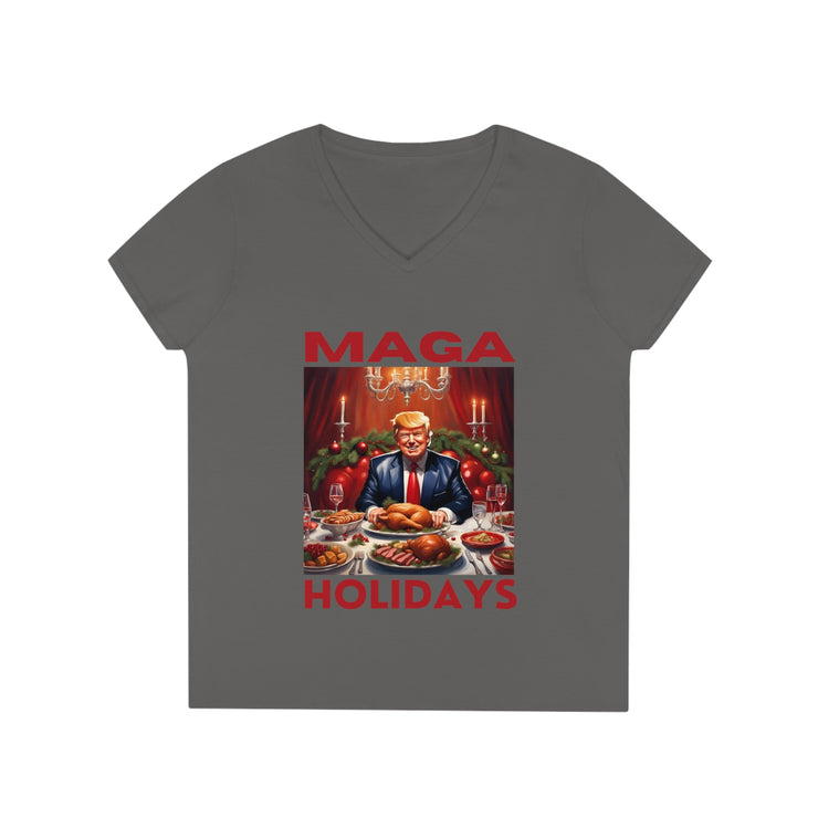 MAGA Holiday Deep Red V-neck Women&