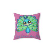 Stop Peacocking Me! Light Pink green - Spun Polyester Square Pillow