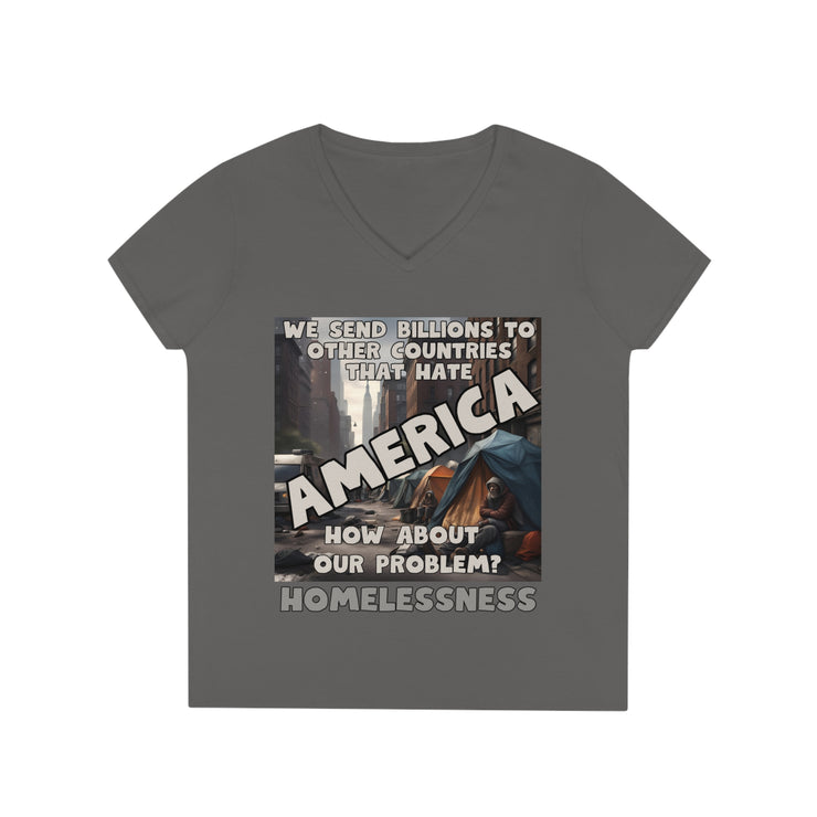 Our Problem Homelessness grey V-Neck T-Shirt