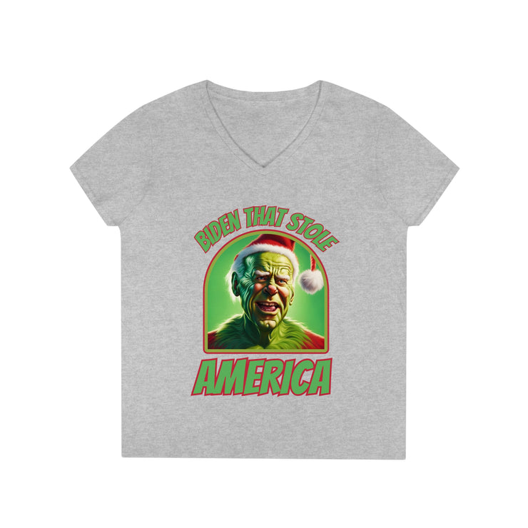 Biden that stole America close up V-neck Women&