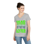 Halloween Dead Voters Lives Matter Green   ladies' V-Neck T-Shirt