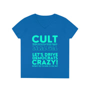 Cult MAGA let's drive them crazy anyways they're going to talk shit red and Aqua V-Neck T-Shirt