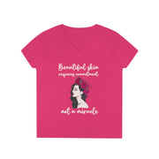 Beautiful skin requires commitment, not a miracle ladies' V-Neck T-Shirt