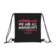 We are all immigrants Outdoor Drawstring Bag black