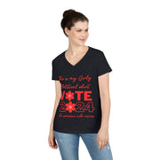 This is my girly political shirt vote 2024 for someone who cares Ladies' V-Neck T-Shirt