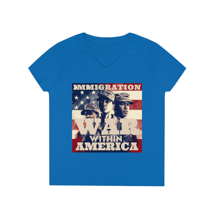 Immigration War within America V-Neck T-Shirt