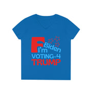 F Biden I'm voting for Trump ladies' V-Neck T-Shirt