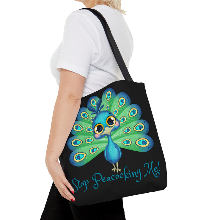 Stop Peacocking Me green black Tote Bag