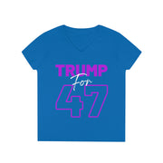 Trump for 47 hot purple ladies' V-Neck T-Shirt